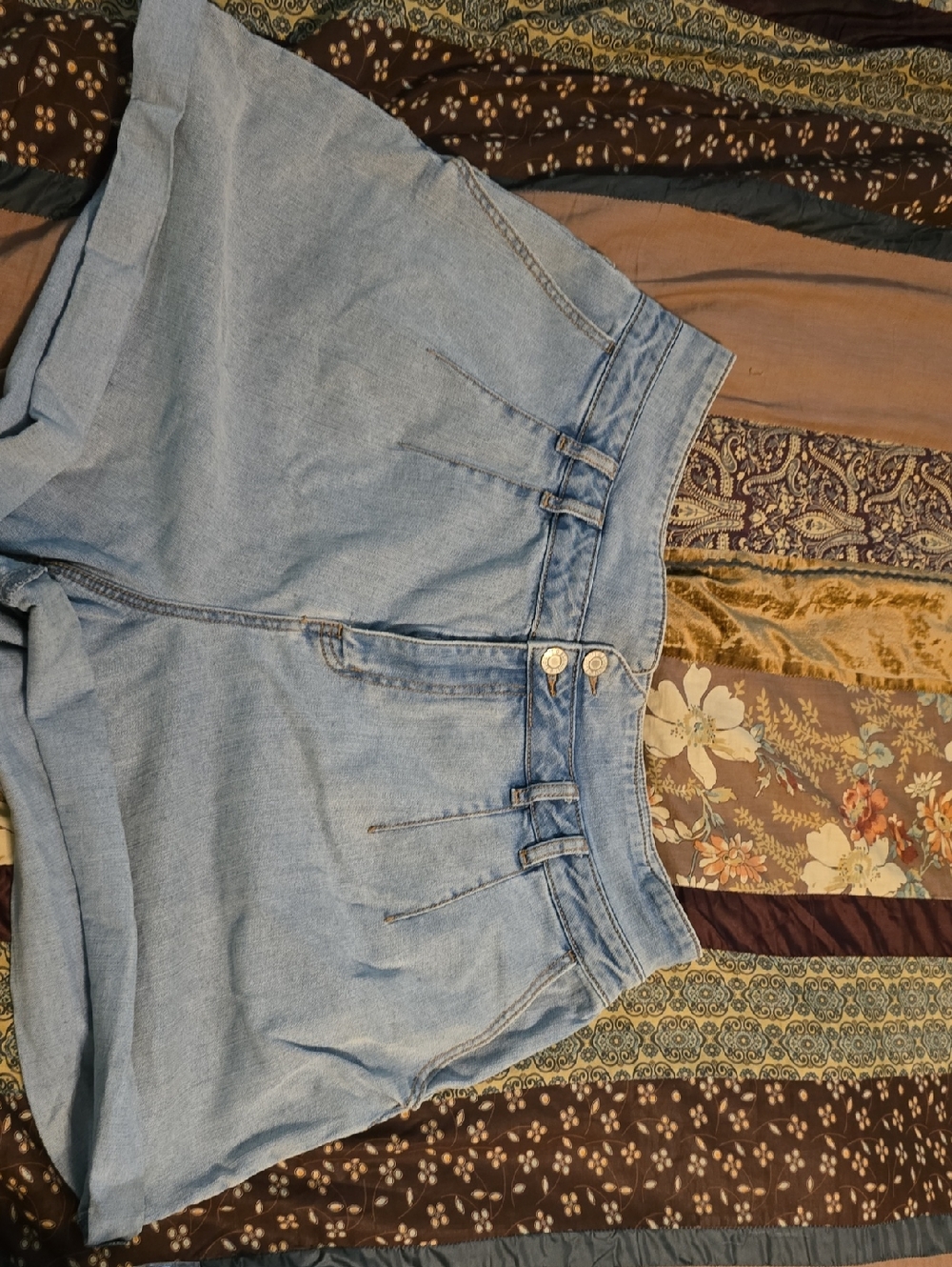 Eloquii Light Blue High-Rise Denim Shorts-Jorts